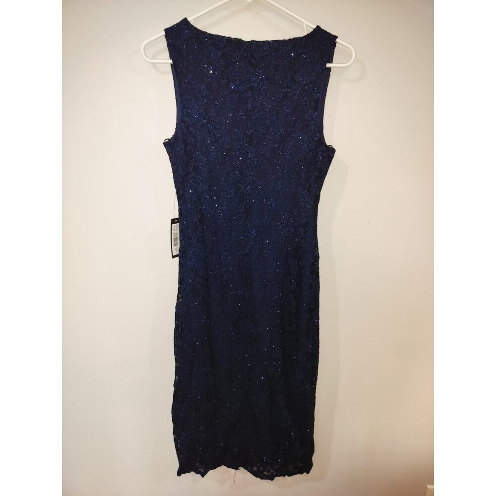 Onyx Nite Navy Lace Cocktail Dress Size 4 Sleeveless Formal Evening NWT - Picture 4 of 9